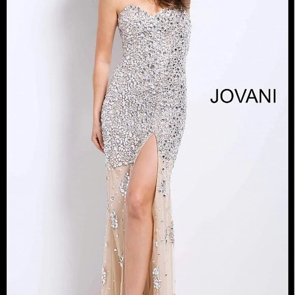 Jovani Dresses Jovani Nude And Silver Embellished Dress 4247 Poshmark